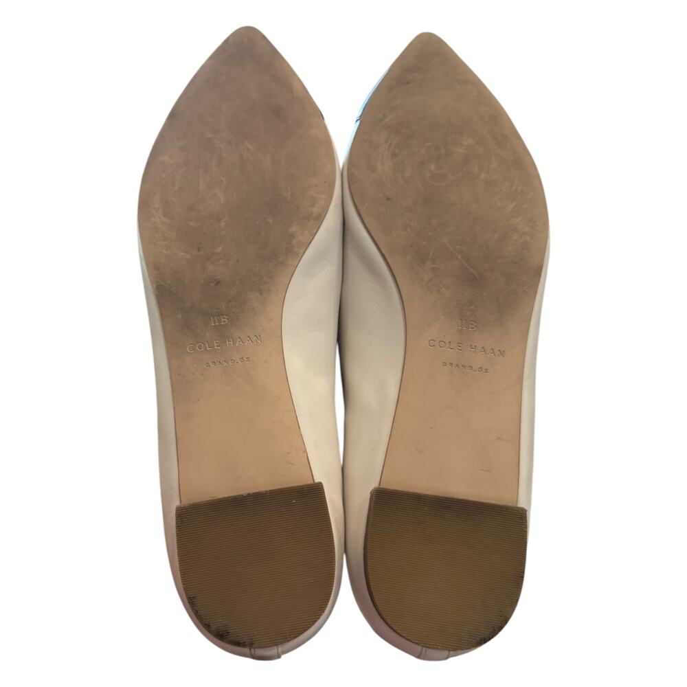 Cole Haan Grand.OS Cream Burgundy Leather Pointed Toe Flats Size 11B - Picture 7 of 7